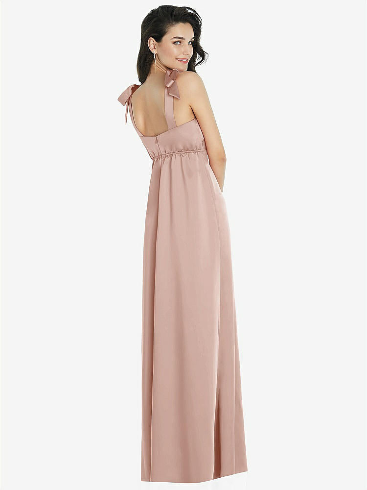 【NEW】【STYLE: 8224】脂肪 ネクタイ肩 帝国 ウエスト マキシ ドレス フロント スリット【COLOR: Toasted Sugar】【SIZE: 00-30W】