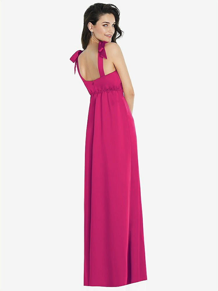 【NEW】【STYLE: 8224】脂肪 ネクタイ肩 帝国 ウエスト マキシ ドレス フロント スリット【COLOR: Think Pink】【SIZE: 00-30W】