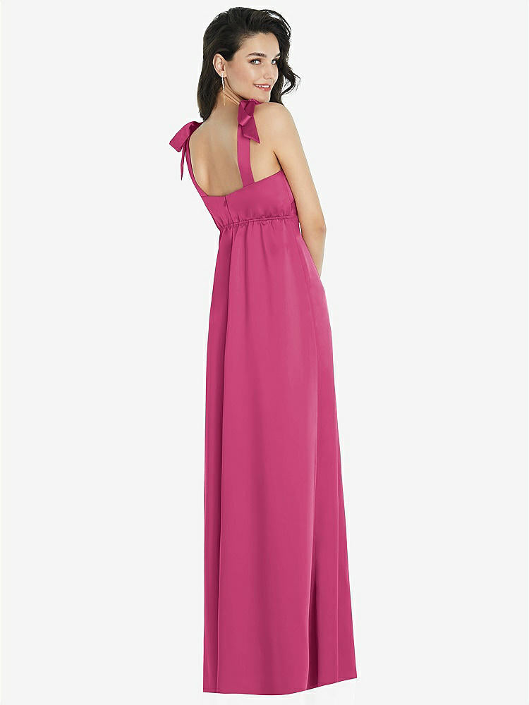 【NEW】【STYLE: 8224】脂肪 ネクタイ肩 帝国 ウエスト マキシ ドレス フロント スリット【COLOR: Tea Rose】【SIZE: 00-30W】