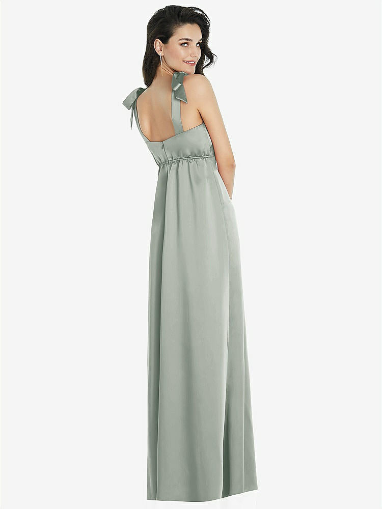 【STYLE: 8224】Flat Tie-Shoulder Empire Waist Maxi Dress with Front Slit【COLOR: Willow Green】
