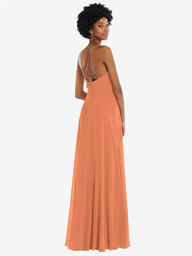 【STYLE: 1559】Scoop Neck Convertible Tie-Strap Maxi Dress with Front Slit【COLOR: Sweet Melon】
