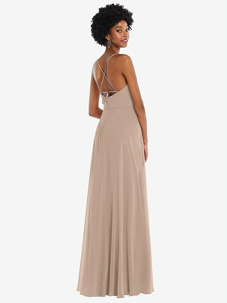 【STYLE: 1559】Scoop Neck Convertible Tie-Strap Maxi Dress with Front Slit【COLOR: Topaz】