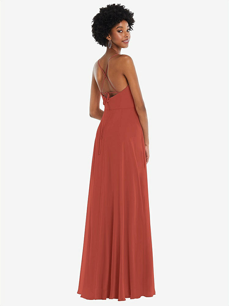 【STYLE: 1559】Scoop Neck Convertible Tie-Strap Maxi Dress with Front Slit【COLOR: Amber Sunset】