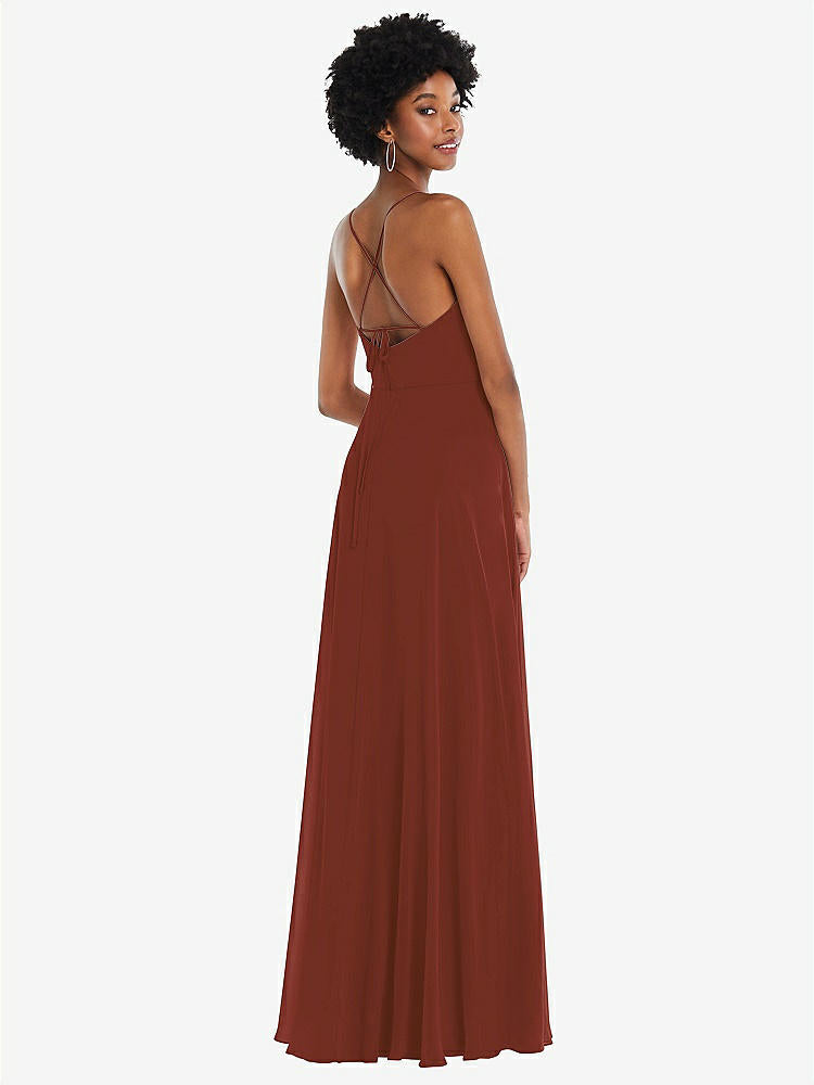 【STYLE: 1559】Scoop Neck Convertible Tie-Strap Maxi Dress with Front Slit【COLOR: Auburn Moon】