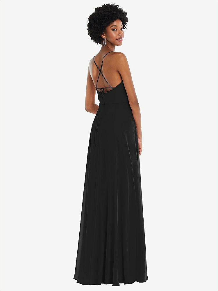 【STYLE: 1559】Scoop Neck Convertible Tie-Strap Maxi Dress with Front Slit【COLOR: Black】