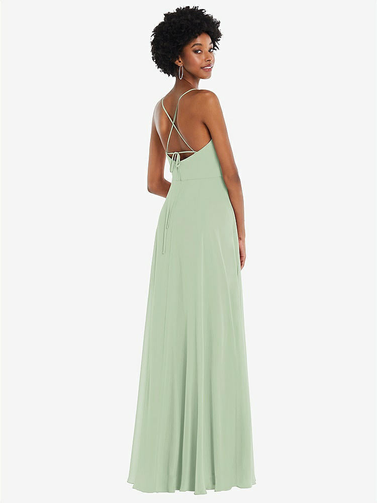 【STYLE: 1559】Scoop Neck Convertible Tie-Strap Maxi Dress with Front Slit【COLOR: Celadon】