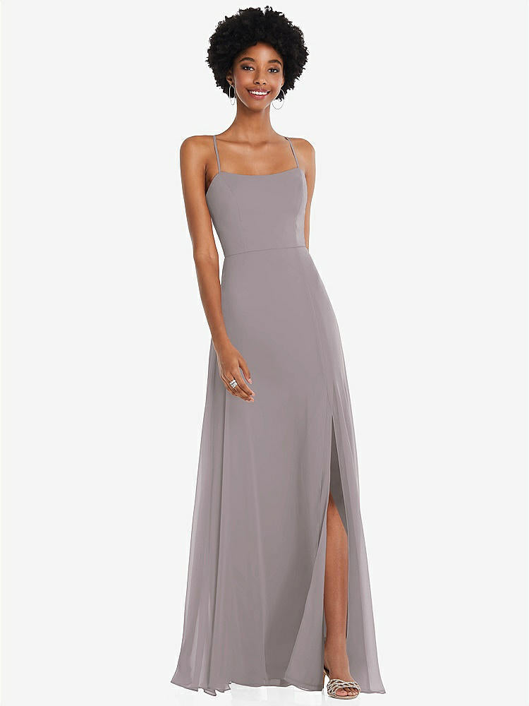 【STYLE: 1559】Scoop Neck Convertible Tie-Strap Maxi Dress with Front Slit【COLOR: Cashmere Gray】