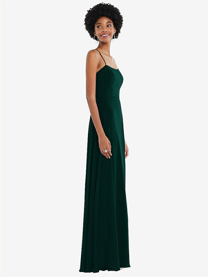 【STYLE: 1559】Scoop Neck Convertible Tie-Strap Maxi Dress with Front Slit【COLOR: Evergreen】