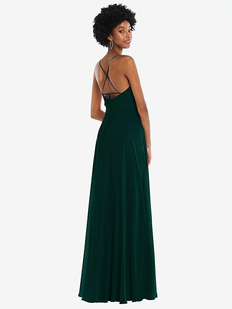 【STYLE: 1559】Scoop Neck Convertible Tie-Strap Maxi Dress with Front Slit【COLOR: Evergreen】
