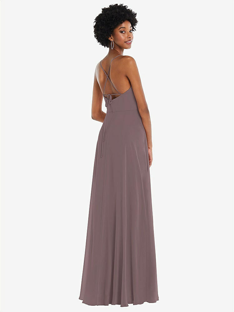 【STYLE: 1559】Scoop Neck Convertible Tie-Strap Maxi Dress with Front Slit【COLOR: French Truffle】
