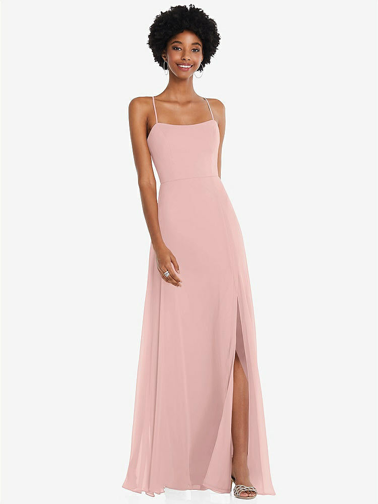 【NEW】【STYLE: 1559】スクープ ネック コンバーチブル ネクタップ マキシ ドレス 前面 スリット【COLOR: Rose - PANTONE Rose Quartz】【SIZE: 00-30W】