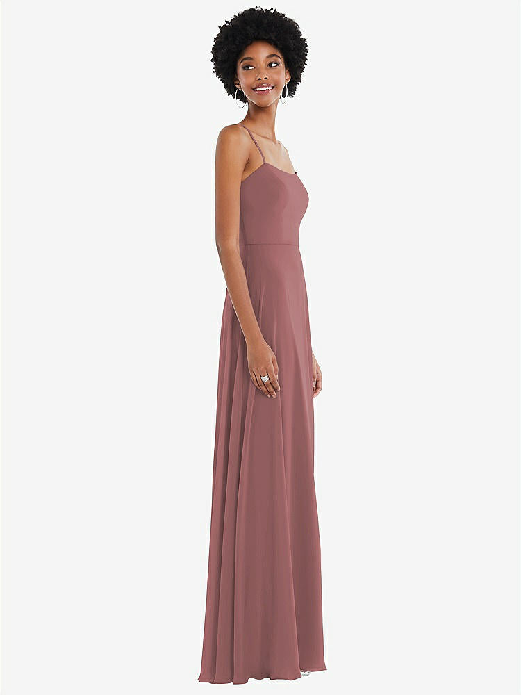 【STYLE: 1559】Scoop Neck Convertible Tie-Strap Maxi Dress with Front Slit【COLOR: Rosewood】