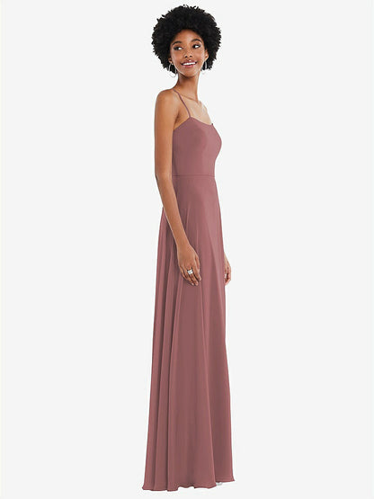 【STYLE: 1559】Scoop Neck Convertible Tie-Strap Maxi Dress with Front Slit【COLOR: Rosewood】