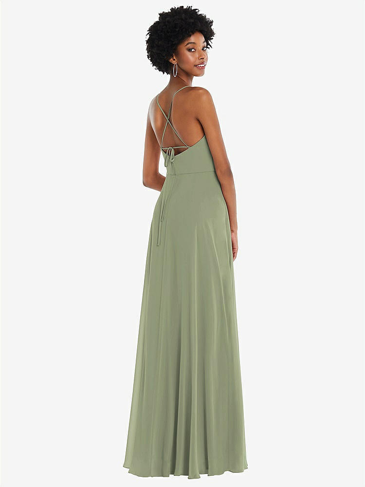 【STYLE: 1559】Scoop Neck Convertible Tie-Strap Maxi Dress with Front Slit【COLOR: Sage】