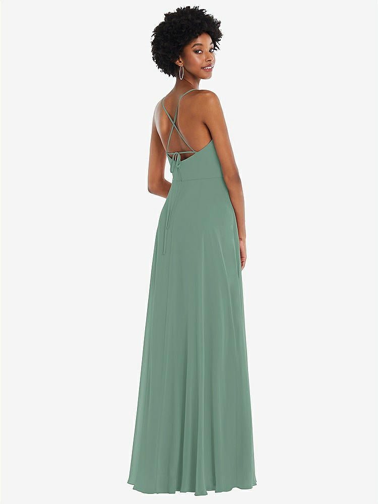 【STYLE: 1559】Scoop Neck Convertible Tie-Strap Maxi Dress with Front Slit【COLOR: Seagrass】