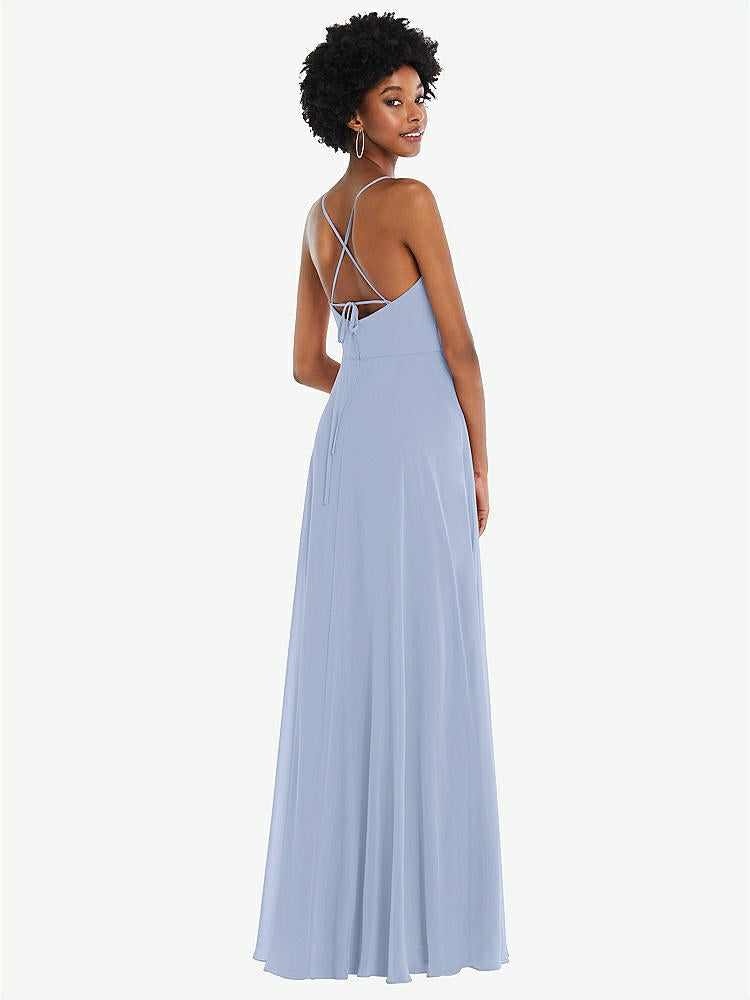 【STYLE: 1559】Scoop Neck Convertible Tie-Strap Maxi Dress with Front Slit【COLOR: Sky Blue】