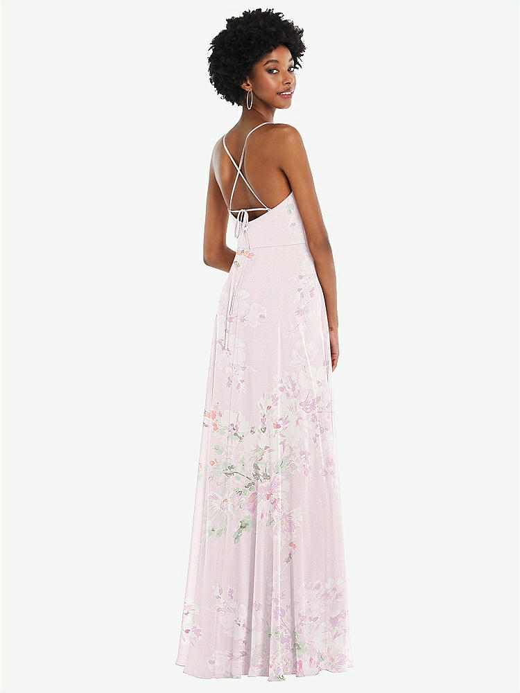 【STYLE: 1559】Scoop Neck Convertible Tie-Strap Maxi Dress with Front Slit【COLOR: Watercolor Print】