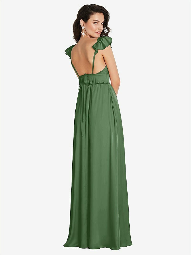 【NEW】【STYLE: TH094】ディープ Vネック フリル キャップ スリーブ マキシ ドレス コンバーチブル ストラップ【COLOR: Vineyard Green】【SIZE: 00-30W】