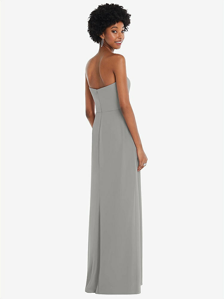 【STYLE: 1563】Strapless Sweetheart Maxi Dress with Pleated Front Slit 【COLOR: Chelsea Gray】