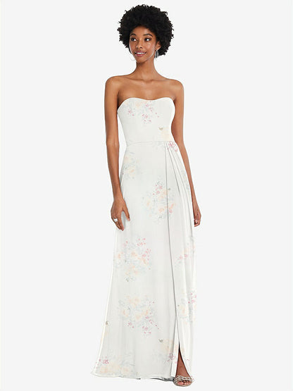 【STYLE: 1563】Strapless Sweetheart Maxi Dress with Pleated Front Slit 【COLOR: Spring Fling】