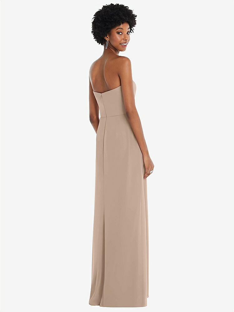 【STYLE: 1563】Strapless Sweetheart Maxi Dress with Pleated Front Slit 【COLOR: Topaz】