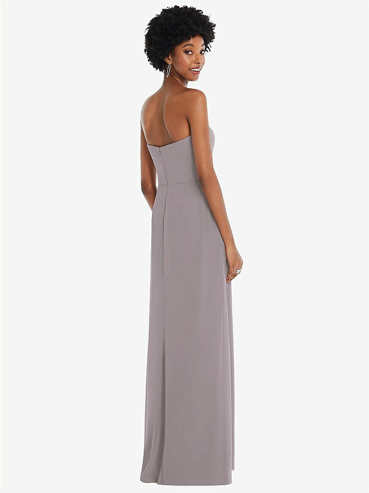 【STYLE: 1563】Strapless Sweetheart Maxi Dress with Pleated Front Slit 【COLOR: Cashmere Gray】