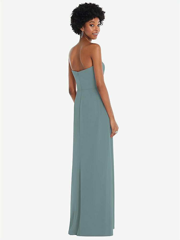 【STYLE: 1563】Strapless Sweetheart Maxi Dress with Pleated Front Slit 【COLOR: Icelandic】