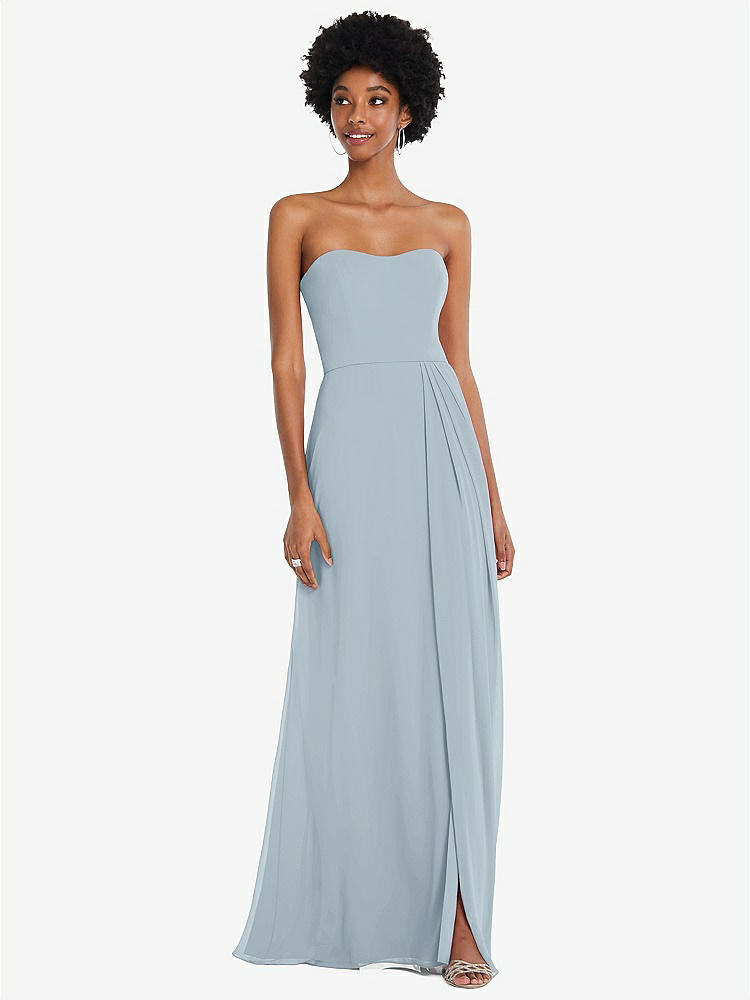 【STYLE: 1563】Strapless Sweetheart Maxi Dress with Pleated Front Slit 【COLOR: Mist】