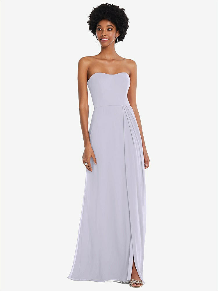 【STYLE: 1563】Strapless Sweetheart Maxi Dress with Pleated Front Slit 【COLOR: Silver Dove】