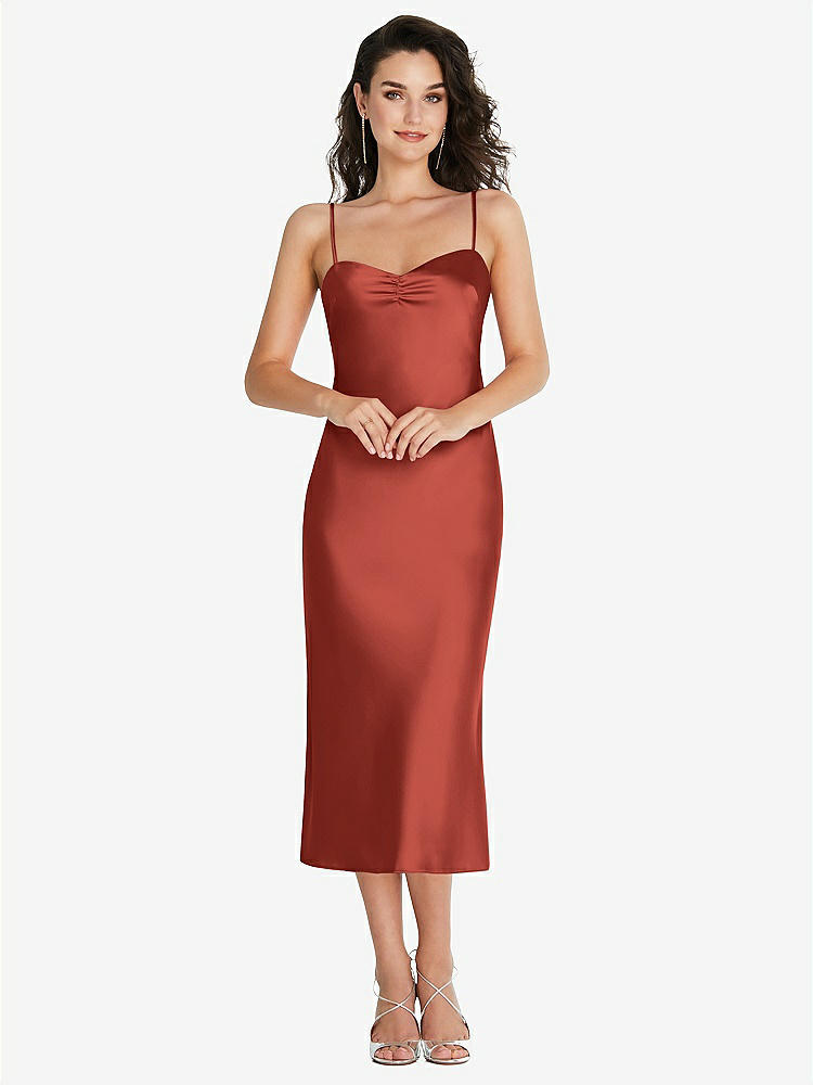 【STYLE: 8220】Open-Back Convertible Strap Midi Bias Slip Dress【COLOR: Amber Sunset】