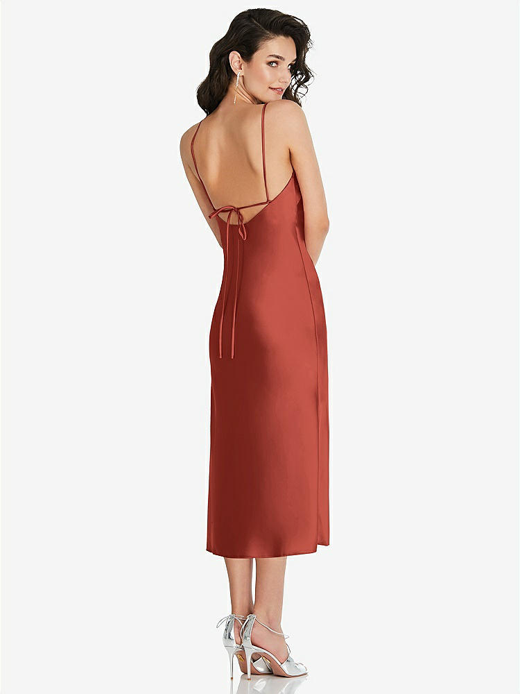 【STYLE: 8220】Open-Back Convertible Strap Midi Bias Slip Dress【COLOR: Amber Sunset】