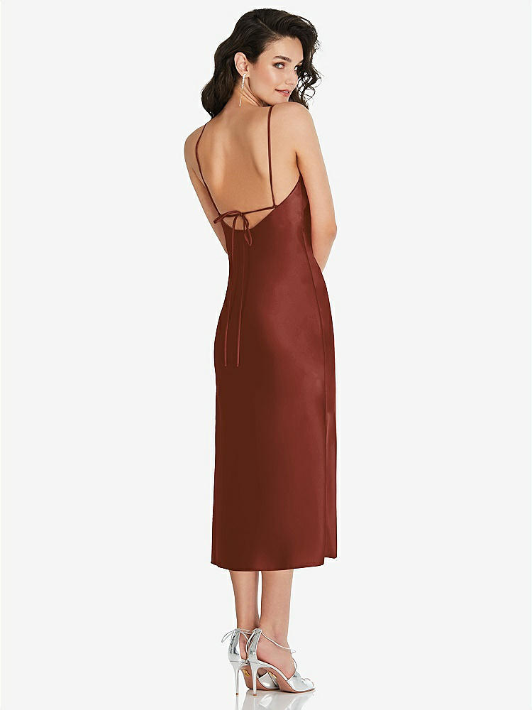 【STYLE: 8220】Open-Back Convertible Strap Midi Bias Slip Dress【COLOR: Auburn Moon】
