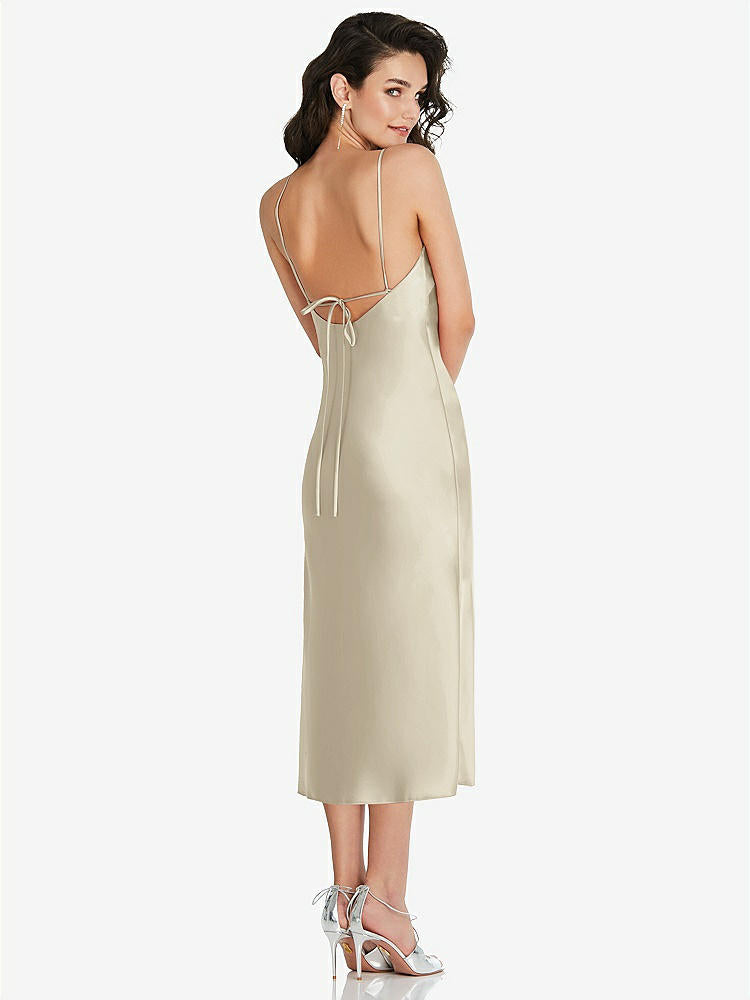【STYLE: 8220】Open-Back Convertible Strap Midi Bias Slip Dress【COLOR: Champagne】