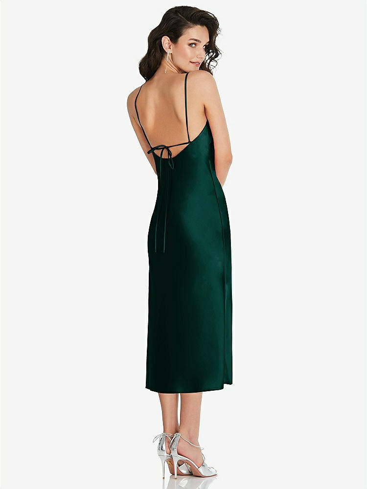 【STYLE: 8220】Open-Back Convertible Strap Midi Bias Slip Dress【COLOR: Evergreen】