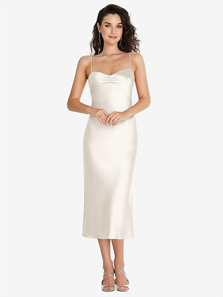 【STYLE: 8220】Open-Back Convertible Strap Midi Bias Slip Dress【COLOR: Ivory】