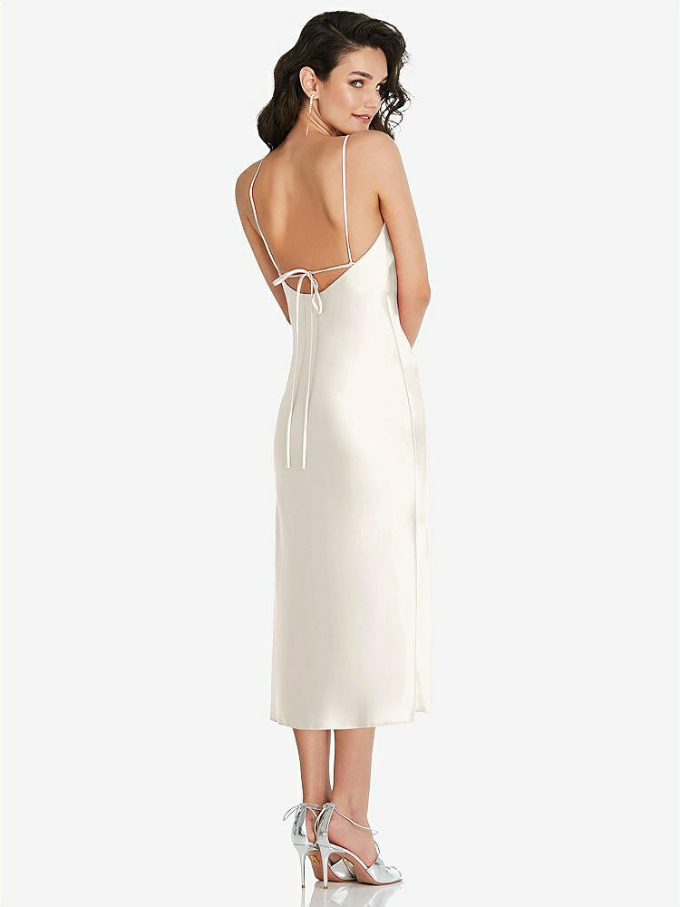 【STYLE: 8220】Open-Back Convertible Strap Midi Bias Slip Dress【COLOR: Ivory】