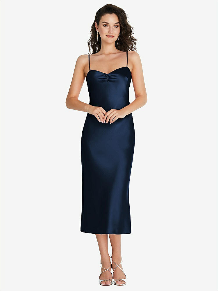 【NEW】【STYLE: 8220】オープンバック コンバーチブル ストラップ MIDI バイアス スリップ ドレス【COLOR: Midnight Navy】【SIZE: 00-30W】