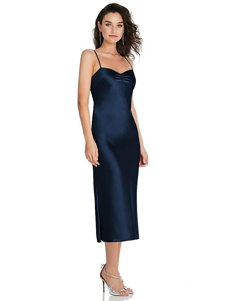 【NEW】【STYLE: 8220】オープンバック コンバーチブル ストラップ MIDI バイアス スリップ ドレス【COLOR: Midnight Navy】【SIZE: 00-30W】