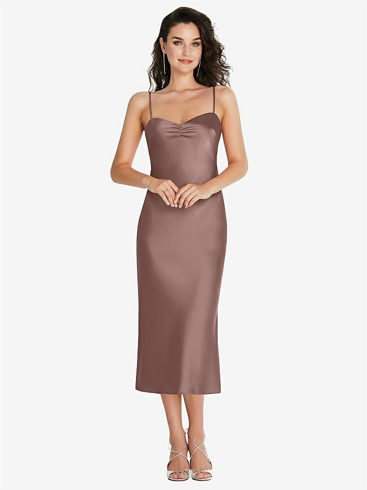 【STYLE: 8220】Open-Back Convertible Strap Midi Bias Slip Dress【COLOR: Sienna】