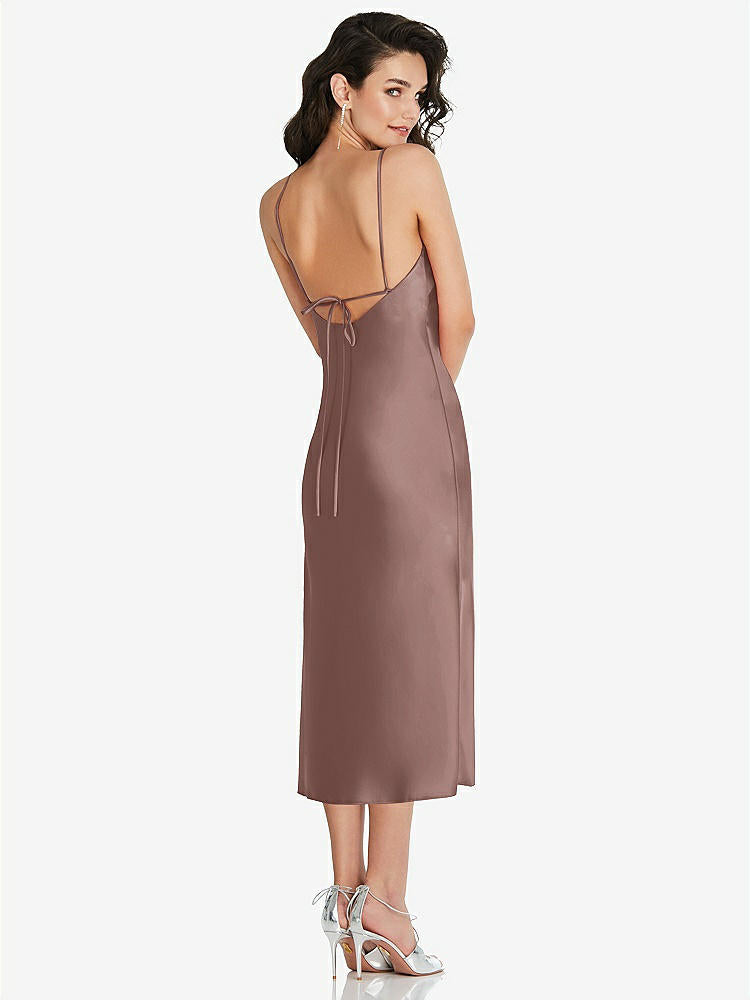 【STYLE: 8220】Open-Back Convertible Strap Midi Bias Slip Dress【COLOR: Sienna】