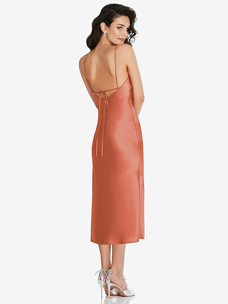 【STYLE: 8220】Open-Back Convertible Strap Midi Bias Slip Dress【COLOR: Terracotta Copper】
