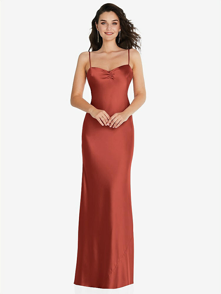 【STYLE: 8221】Open-Back Convertible Strap Maxi Bias Slip Dress【COLOR: Amber Sunset】