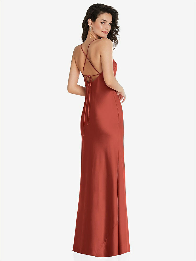 【STYLE: 8221】Open-Back Convertible Strap Maxi Bias Slip Dress【COLOR: Amber Sunset】