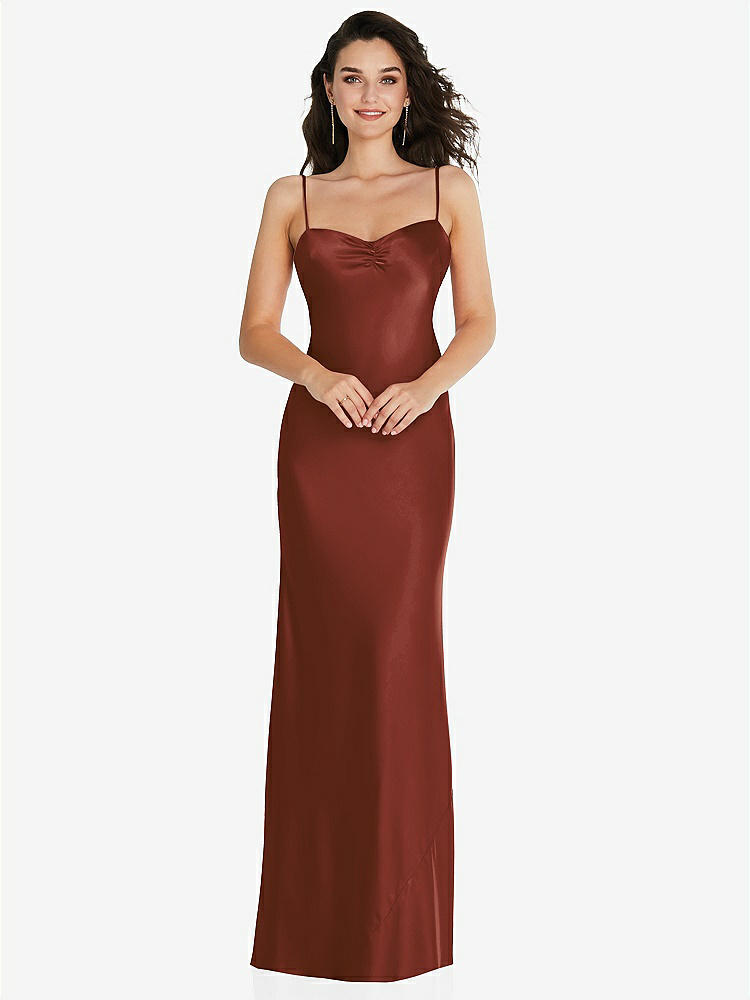 【STYLE: 8221】Open-Back Convertible Strap Maxi Bias Slip Dress【COLOR: Auburn Moon】
