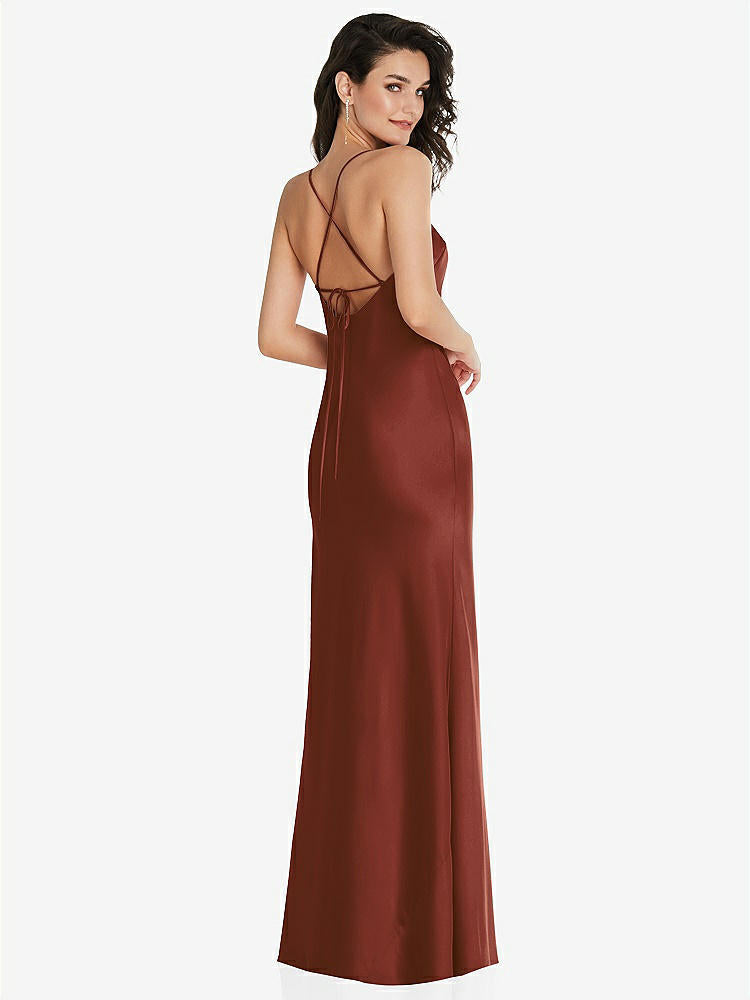 【STYLE: 8221】Open-Back Convertible Strap Maxi Bias Slip Dress【COLOR: Auburn Moon】