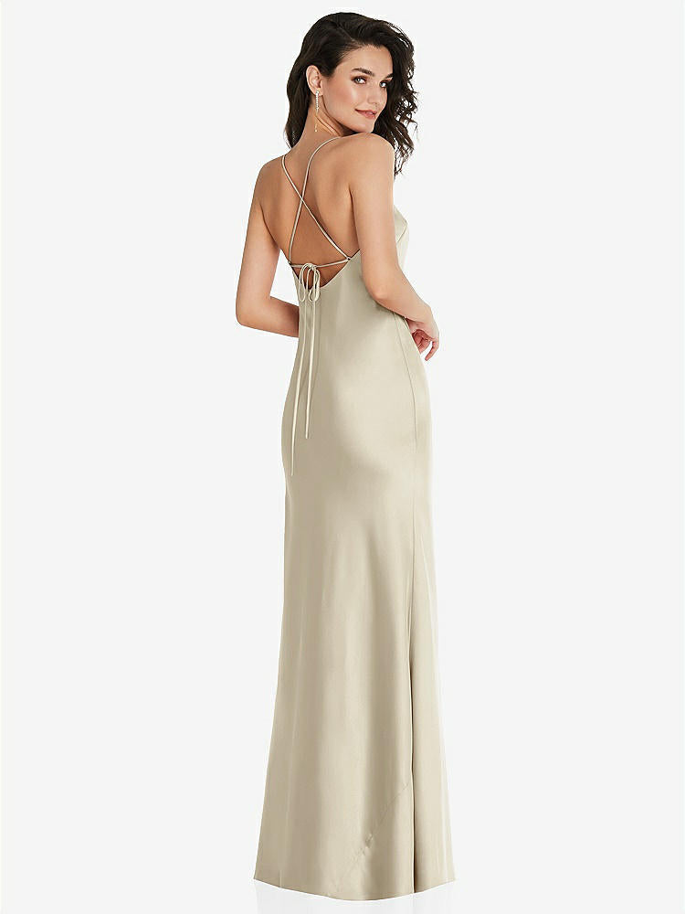 【STYLE: 8221】Open-Back Convertible Strap Maxi Bias Slip Dress【COLOR: Champagne】