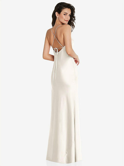 【STYLE: 8221】Open-Back Convertible Strap Maxi Bias Slip Dress【COLOR: Ivory】
