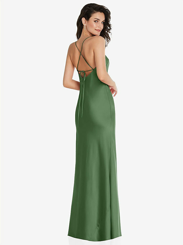 【STYLE: 8221】Open-Back Convertible Strap Maxi Bias Slip Dress【COLOR: Vineyard Green】