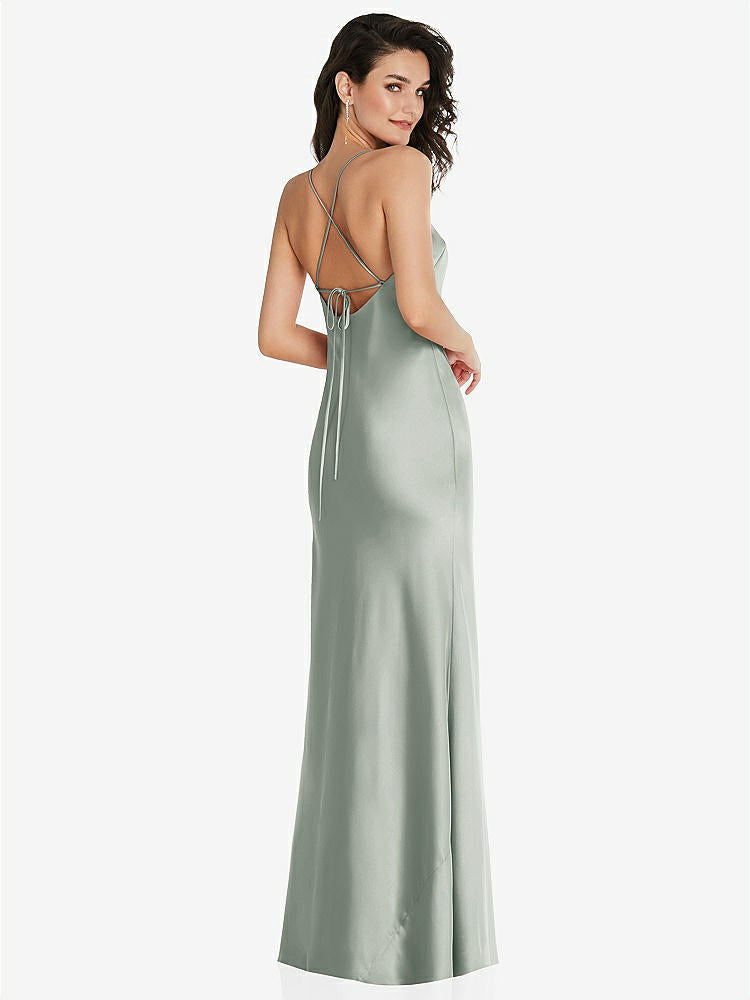 【STYLE: 8221】Open-Back Convertible Strap Maxi Bias Slip Dress【COLOR: Willow Green】