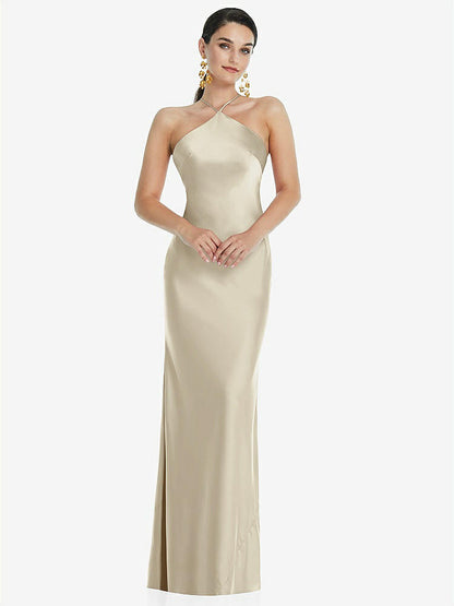 【NEW】【STYLE: LB041】ダイヤモンド ホルター バイアス マキシ スリップ ドレス コンバーチブル ストラップ【COLOR: Champagne】【SIZE: 00-30W】